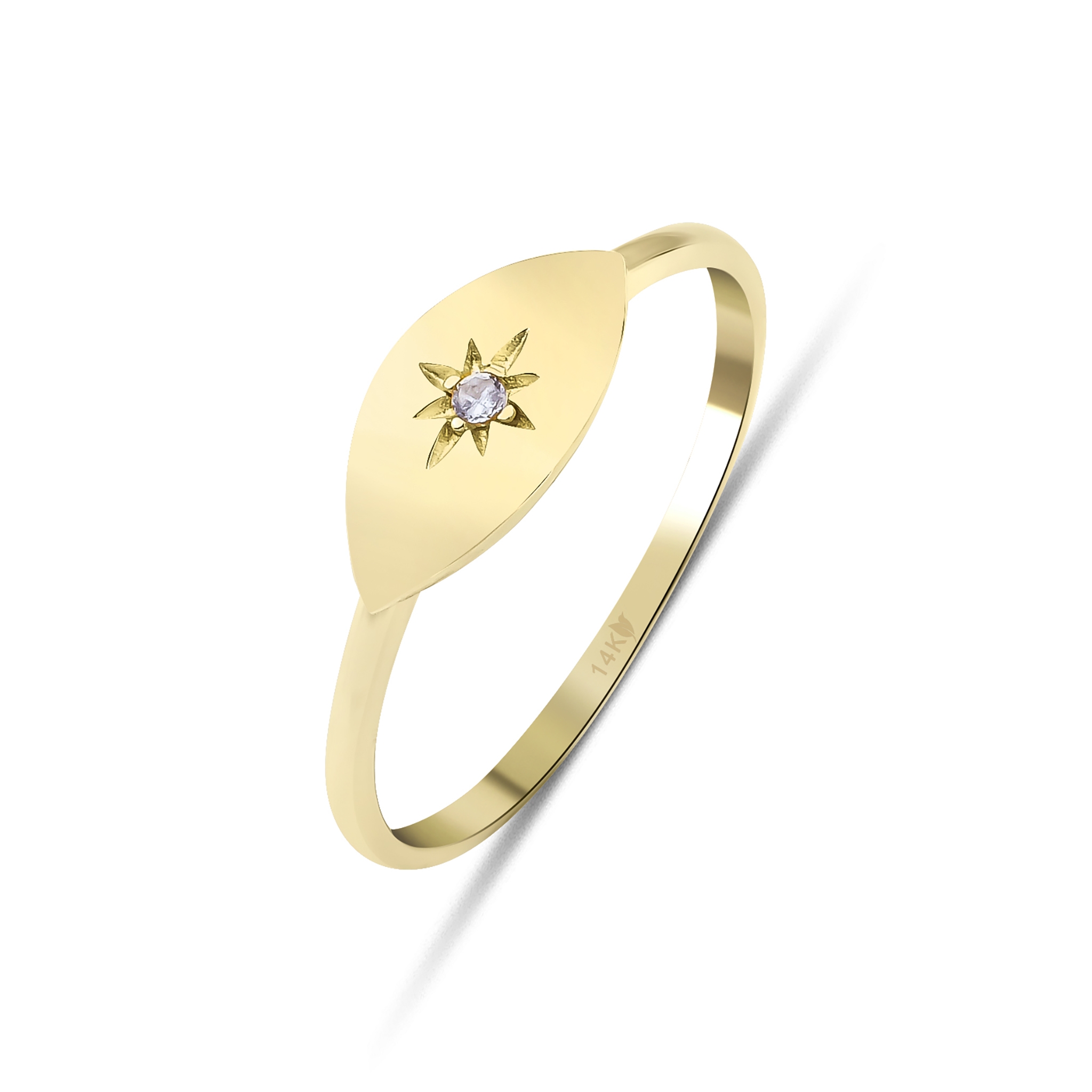 14k Gold Diamond North Star Marquise Ring