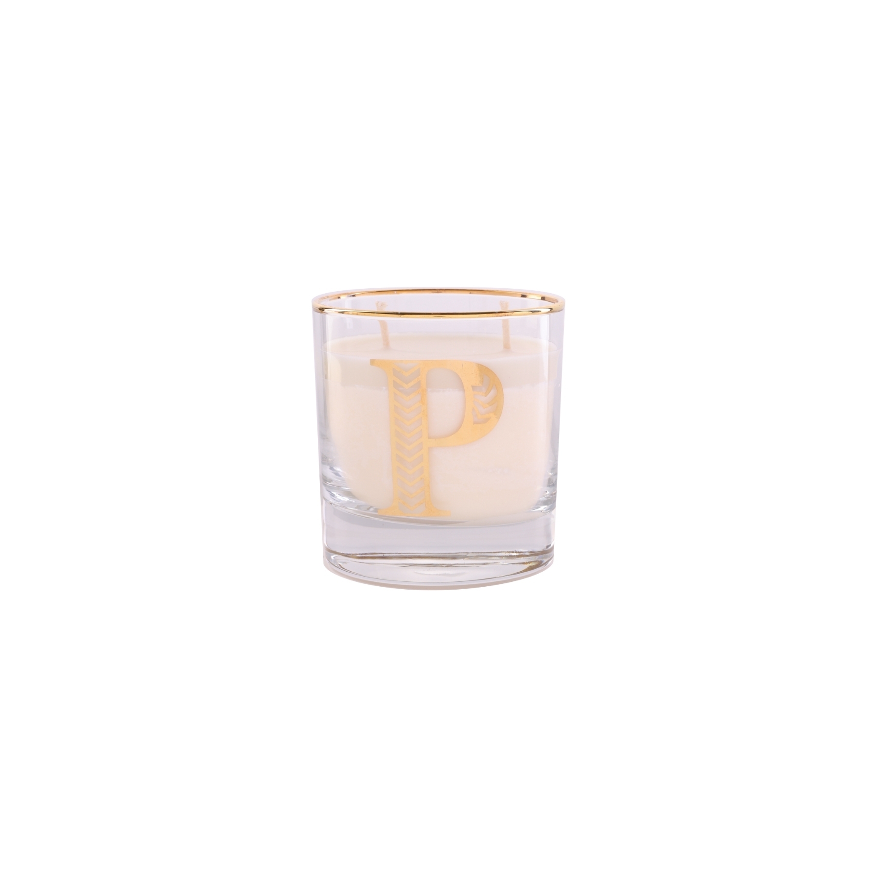 Letter P Monogram Candle - Golden Pumpkint - Scented Soy Candle İn A Glass With Letter Detail