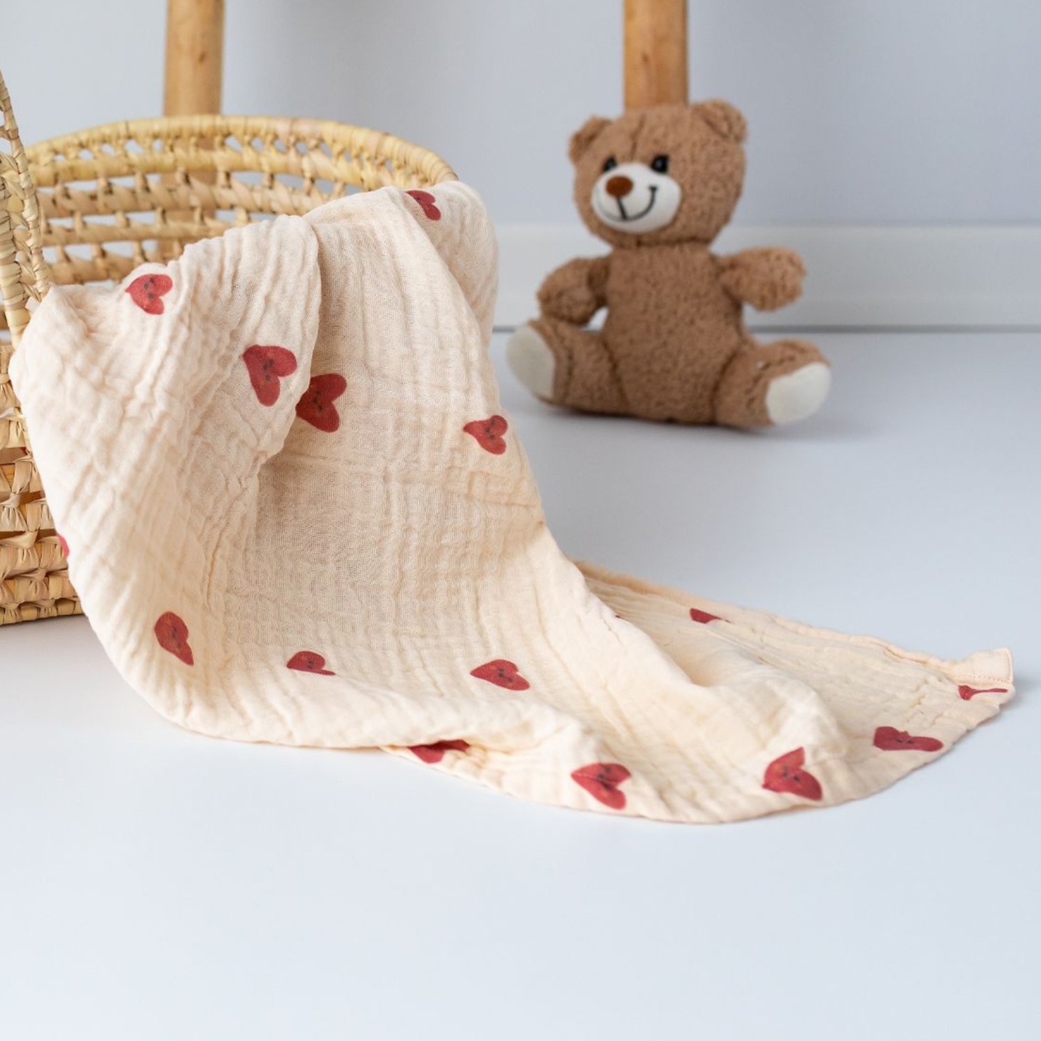 Cute Hearts Muslin Blanket