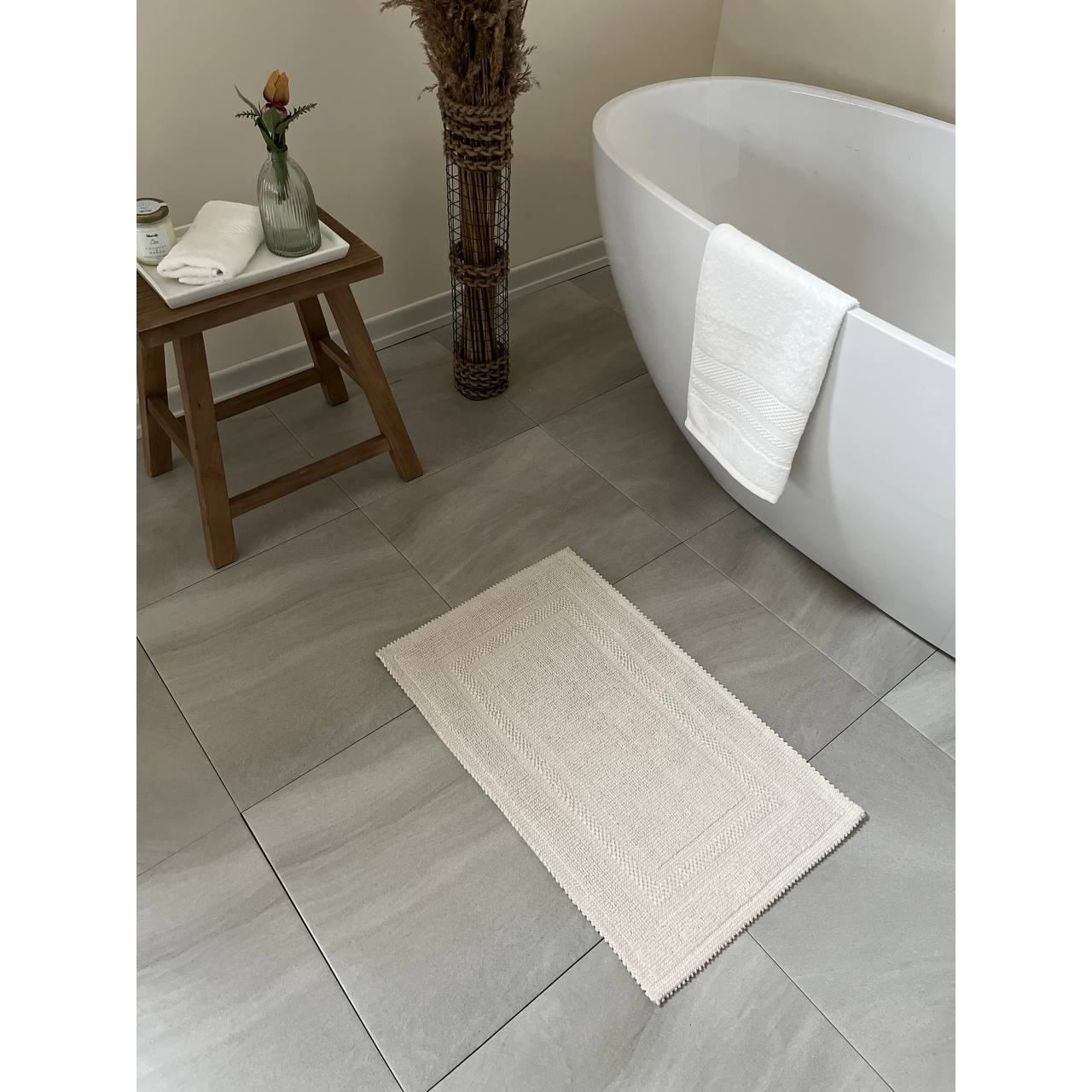 Framed Sintra Natural Cotton Bath Mat 40x70 Cm