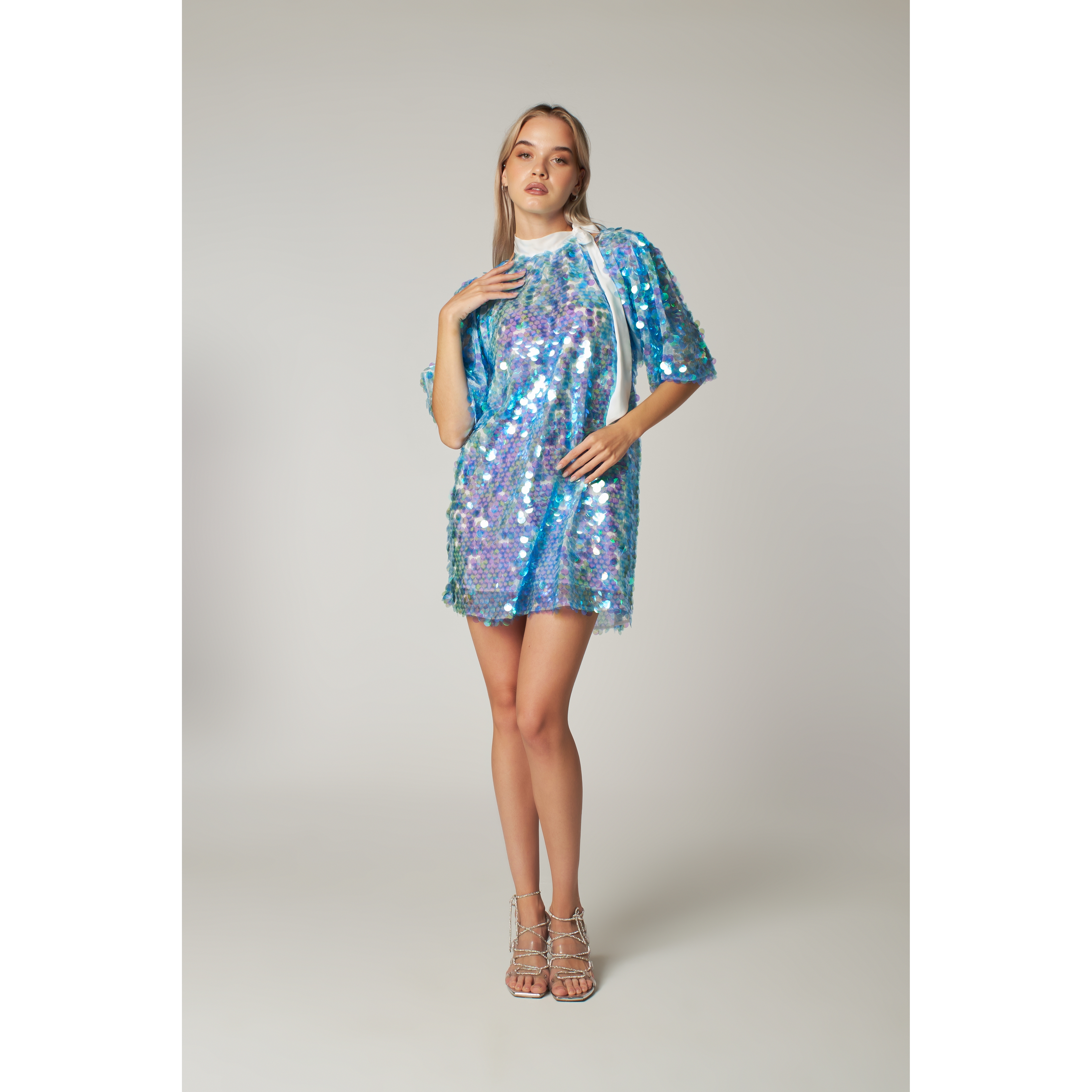 Mermaid Sequin Halter Mini Dress With Bolero Alexis