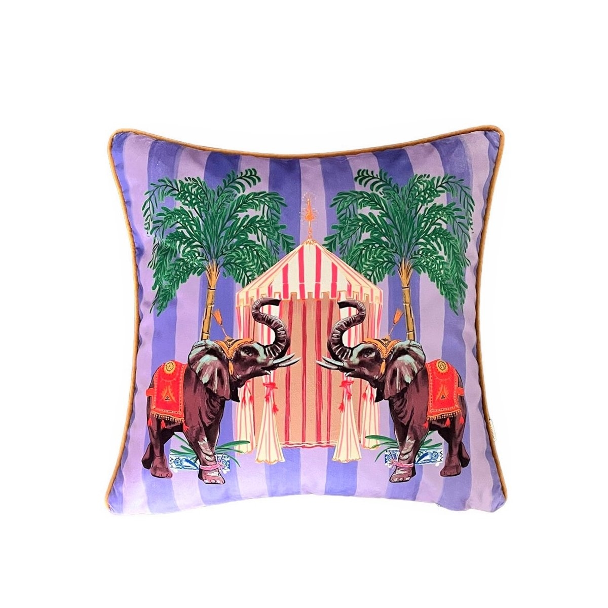 Elephant Pattern Purple Velvet Cushion Cover