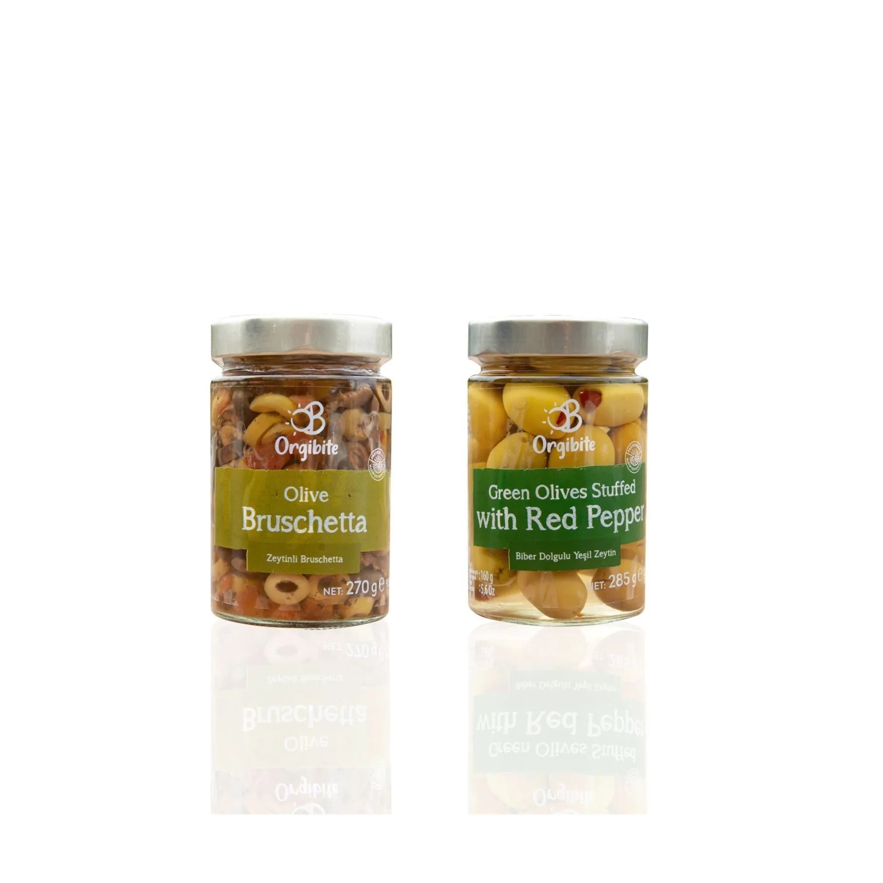 2pcs Gourmet Chef Pepper Stuffed Green Olives 285 Gr And Bruschetta 270 Gr