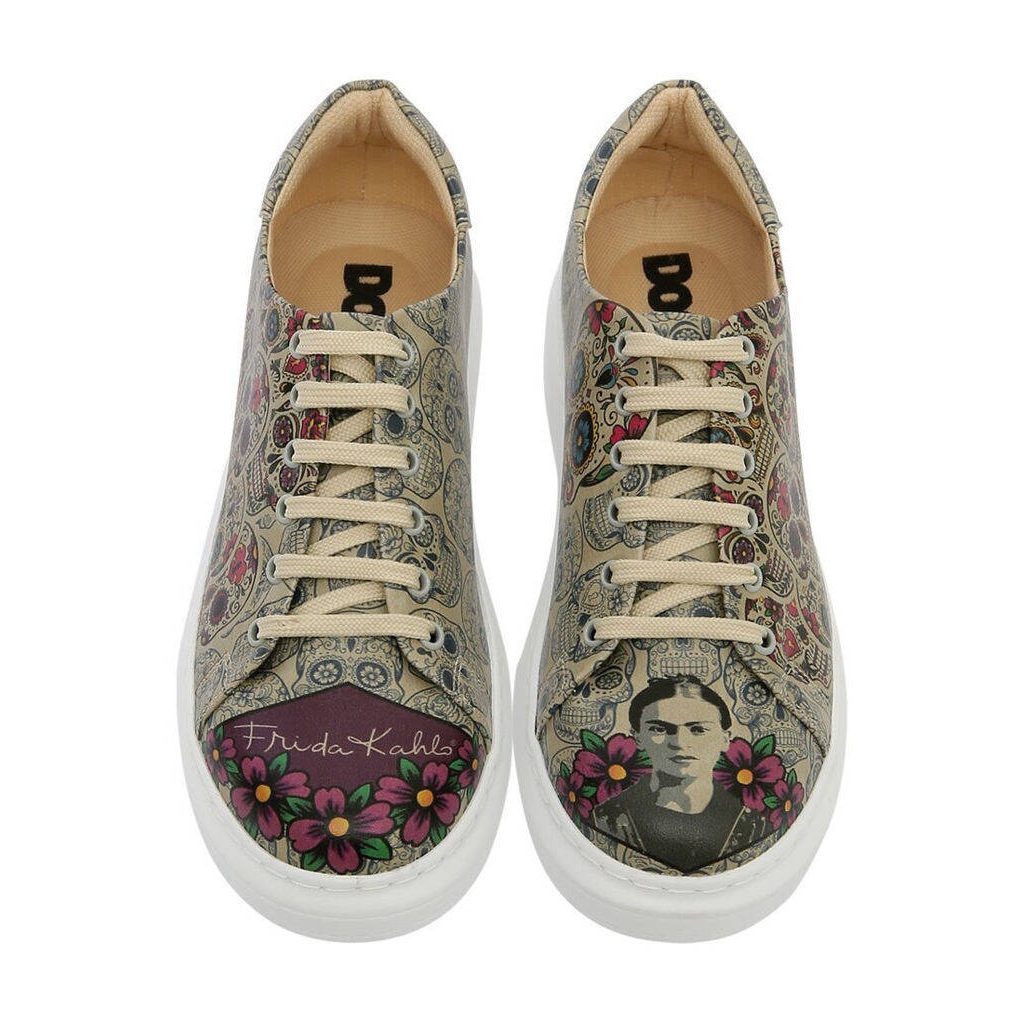 Women Vegan Leather Sneakers - Remembrance Of Frida Kahlo Design