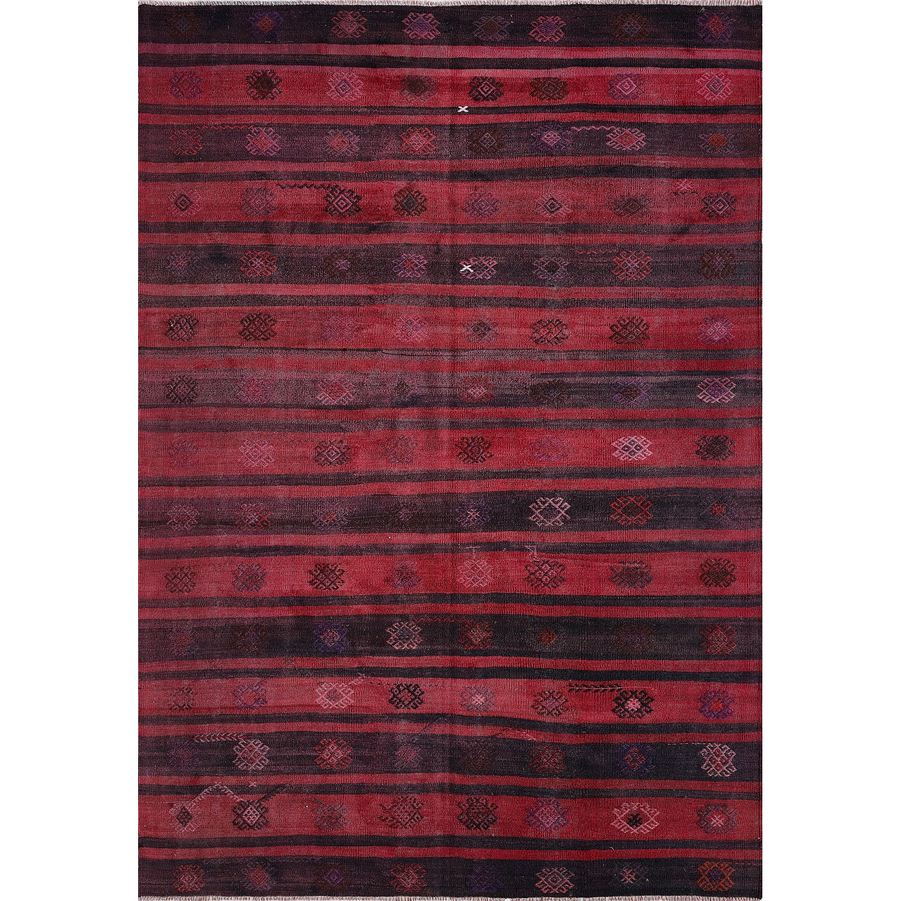 Antik Kilim - Cecim Etnik Desenli El Dokuması Hav Vermez Kilim E512