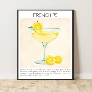 French 75 No:2 Cocktail Art Print Poster