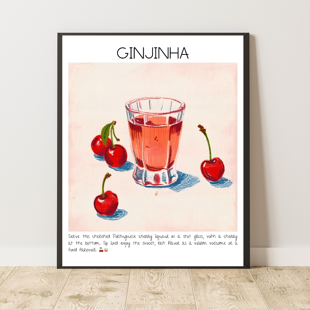 Ginjinha Cocktail Art Print Poster Tasarım