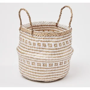 Handmade Natural Patterned Wicker Basket Planter