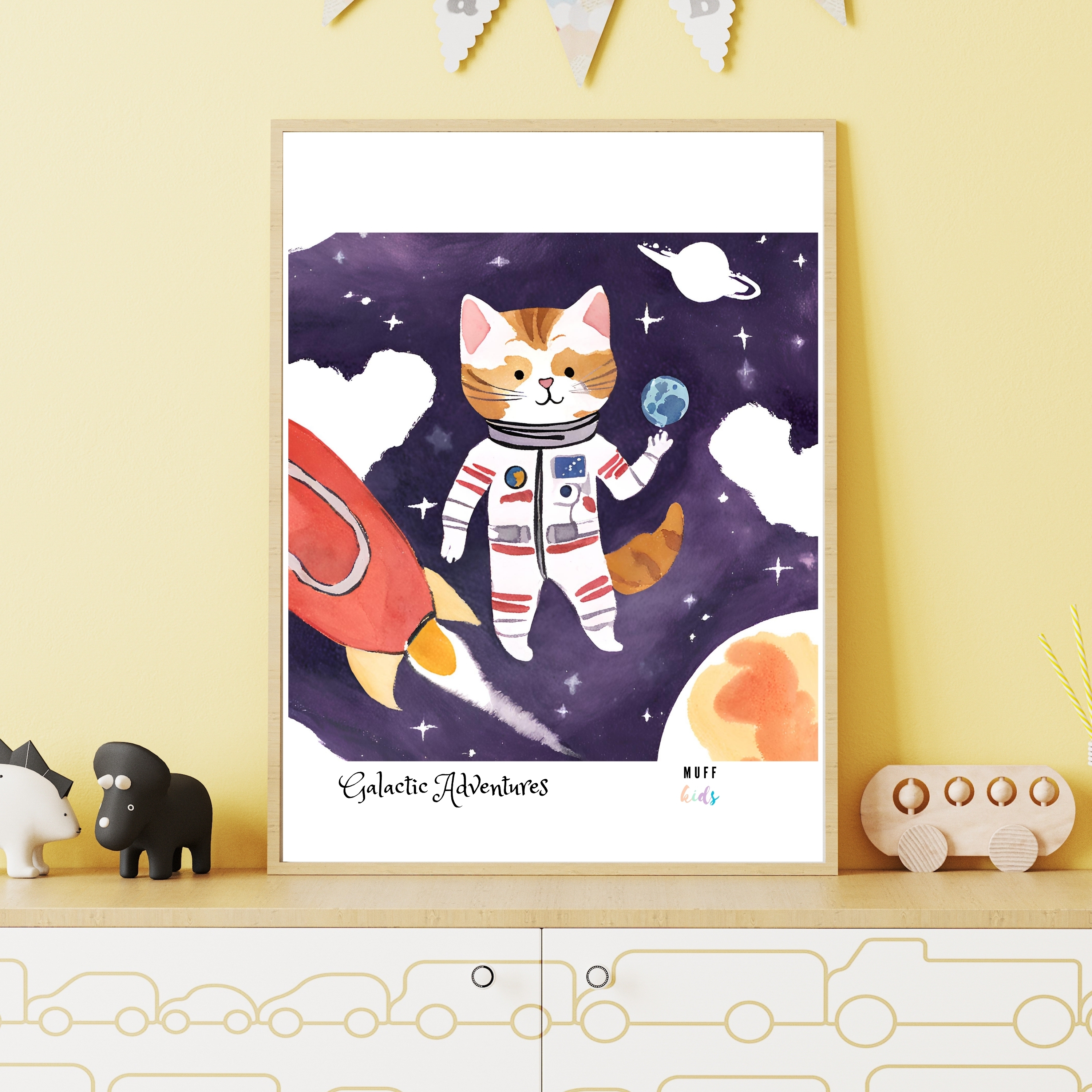 Galactic Adventure Animals Art Work Tasarım Çocuk Odası Posteri No:9