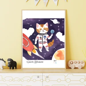 Galactic Adventure Animals Art Work Design Poster For Kids No:9