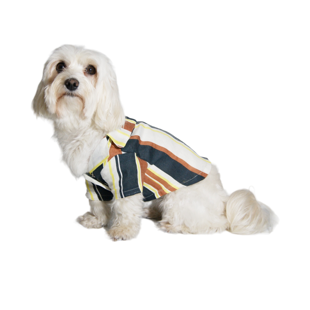 Striped Linen Hawaiian Dog Shirt