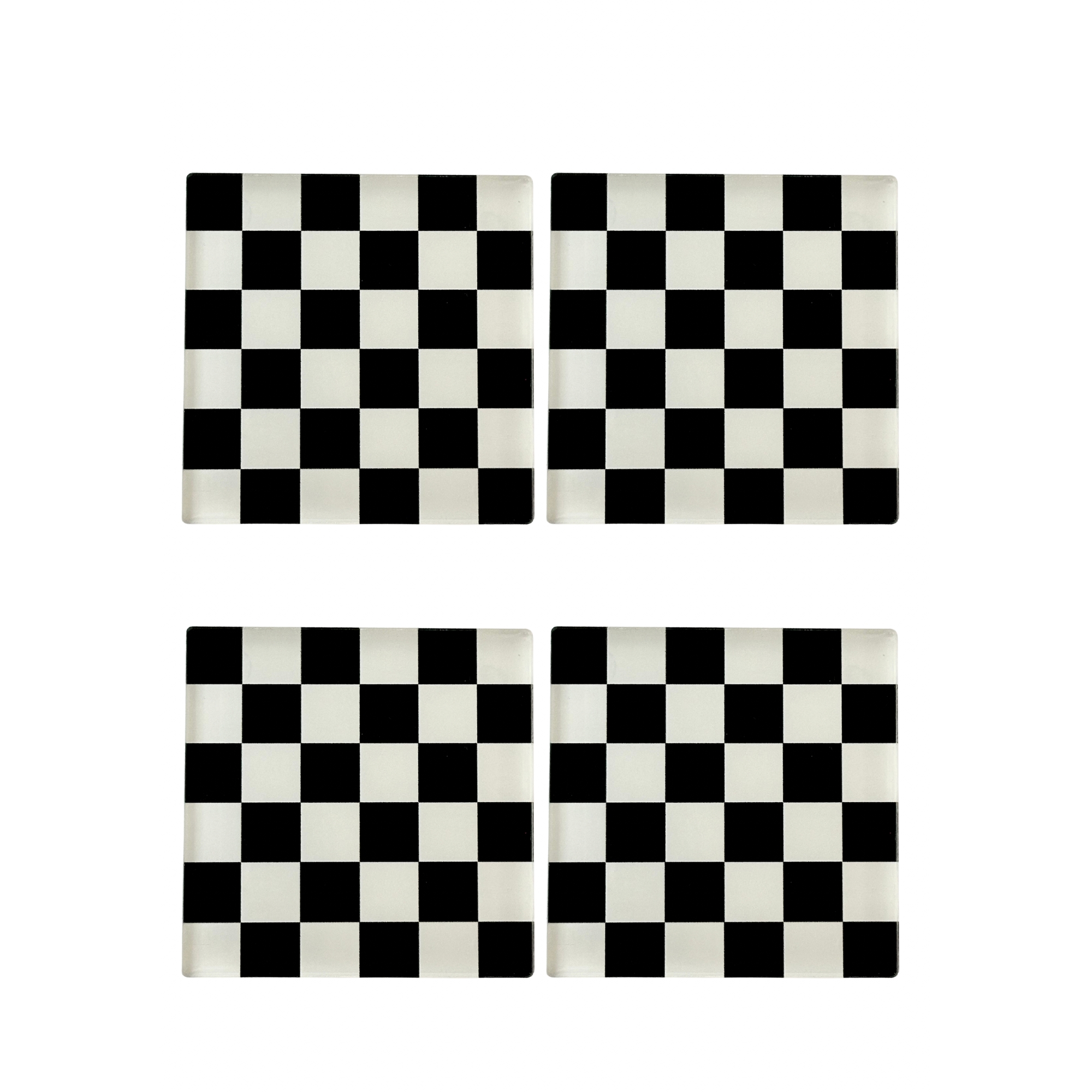 Retro Checkerboard Coasters Black And White