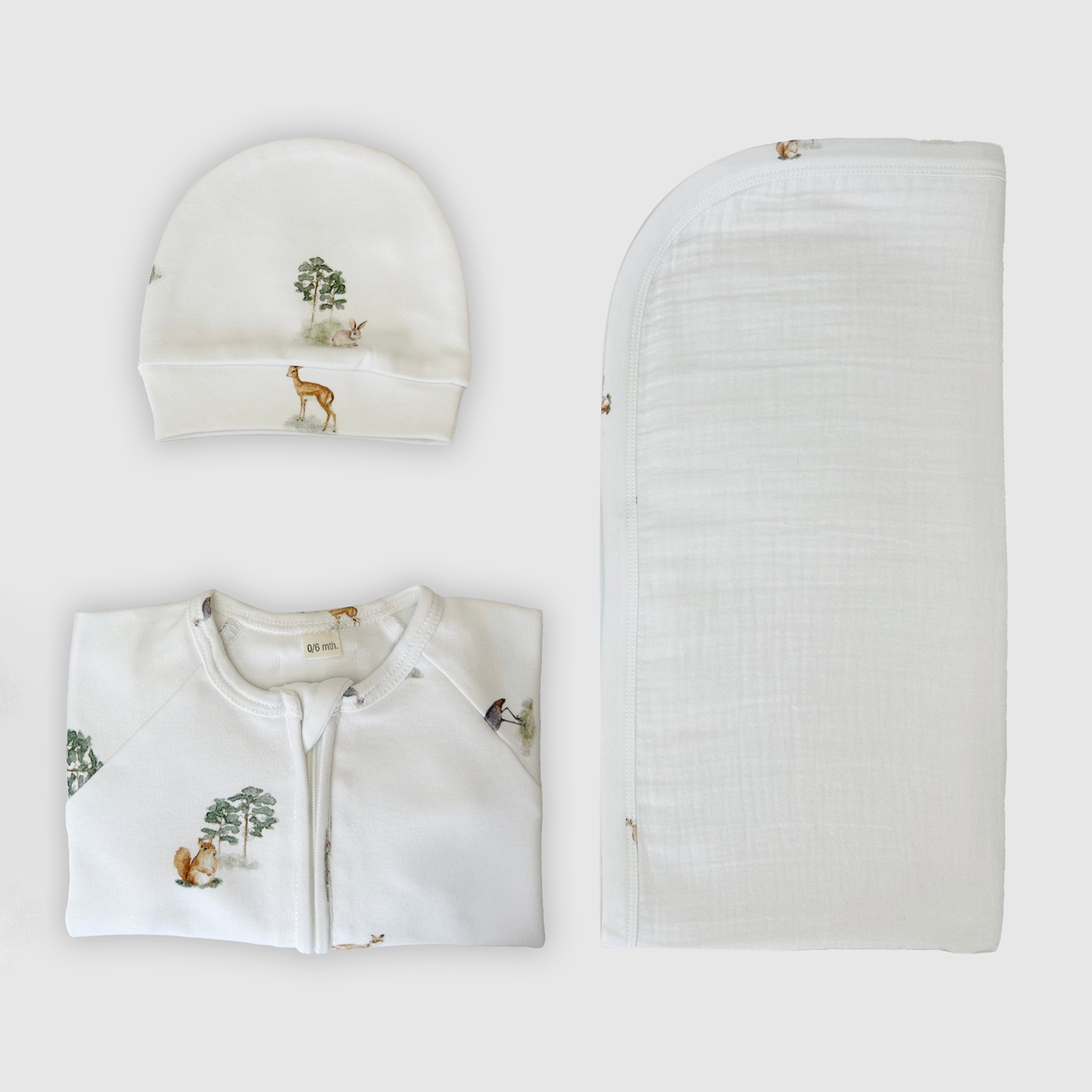 Forest Patterned Organic Cotton Newborn Set